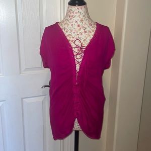 Diane Von Furstenburg Sykes Lace Up 100% silk top.